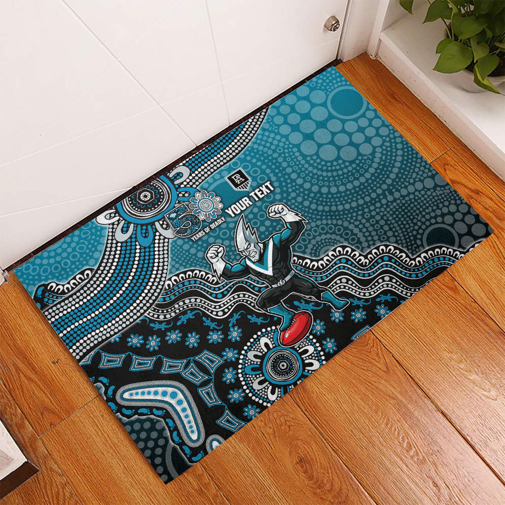 Personalized Port Adelaide Power Mascot Rubber Doormat Aboriginal Dot Art Style Vibrant Indigenous Pattern Design