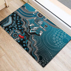 Personalized Port Adelaide Power Mascot Rubber Doormat Aboriginal Dot Art Style Vibrant Indigenous Pattern Design