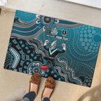 Personalized Port Adelaide Power Mascot Rubber Doormat Aboriginal Dot Art Style Vibrant Indigenous Pattern Design