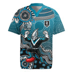 Personalized Port Adelaide Power Mascot Rugby Jersey Aboriginal Dot Art Style Vibrant Indigenous Pattern Design