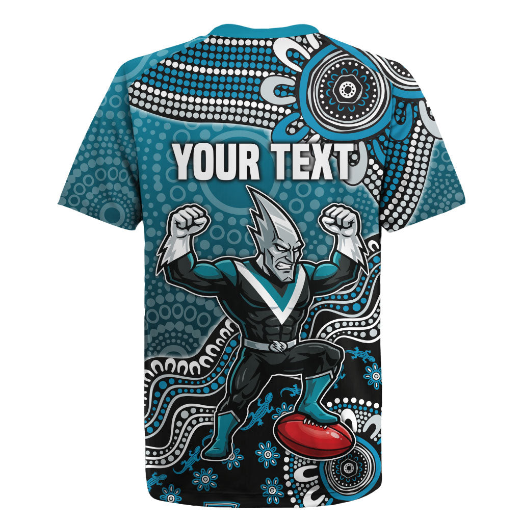Personalized Port Adelaide Power Mascot Rugby Jersey Aboriginal Dot Art Style Vibrant Indigenous Pattern Design