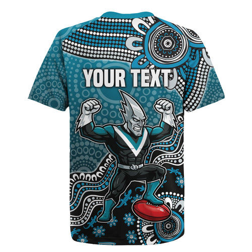 Personalized Port Adelaide Power Mascot Rugby Jersey Aboriginal Dot Art Style Vibrant Indigenous Pattern Design