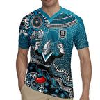 Personalized Port Adelaide Power Mascot Rugby Jersey Aboriginal Dot Art Style Vibrant Indigenous Pattern Design