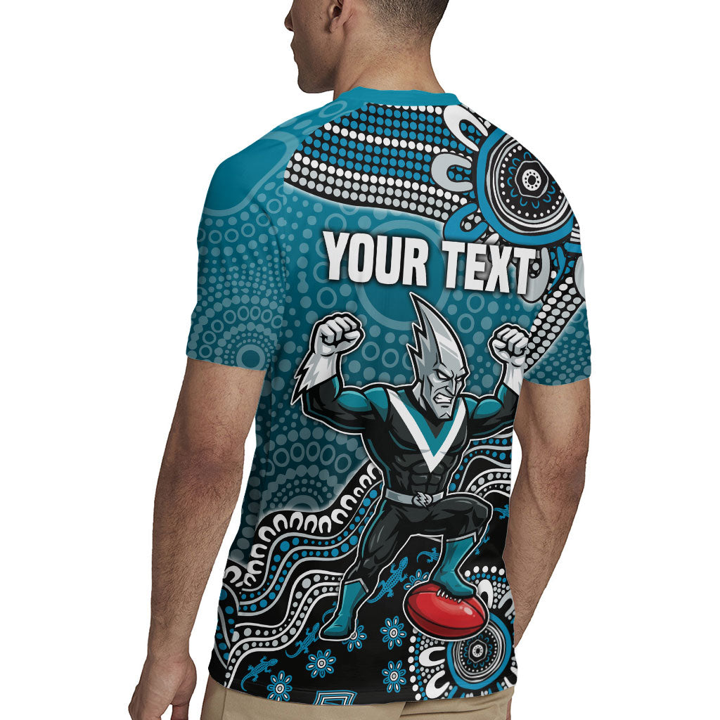 Personalized Port Adelaide Power Mascot Rugby Jersey Aboriginal Dot Art Style Vibrant Indigenous Pattern Design