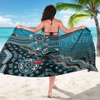 Personalized Port Adelaide Power Mascot Sarong Aboriginal Dot Art Style Vibrant Indigenous Pattern Design