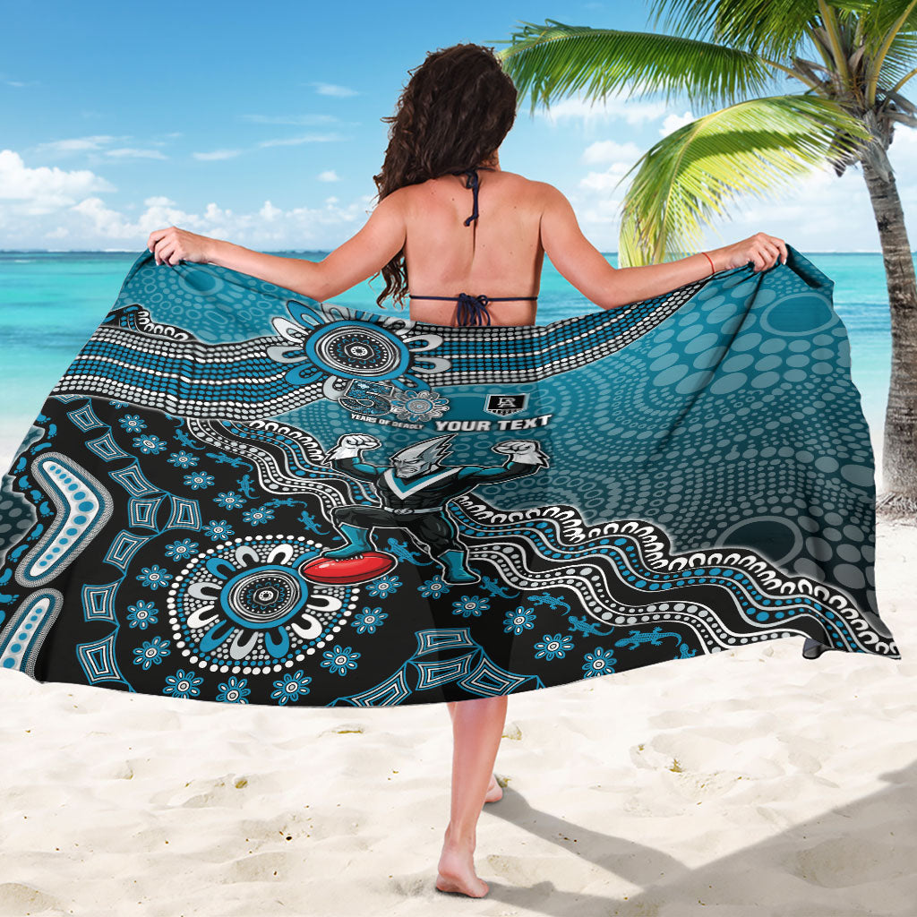 Personalized Port Adelaide Power Mascot Sarong Aboriginal Dot Art Style Vibrant Indigenous Pattern Design