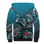 Personalized Port Adelaide Power Mascot Sherpa Hoodie Aboriginal Dot Art Style Vibrant Indigenous Pattern Design