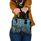 Personalized Port Adelaide Power Mascot Shoulder Handbag Aboriginal Dot Art Style Vibrant Indigenous Pattern Design