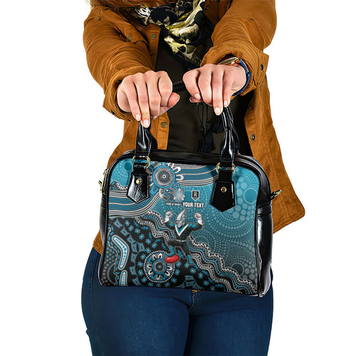 Personalized Port Adelaide Power Mascot Shoulder Handbag Aboriginal Dot Art Style Vibrant Indigenous Pattern Design