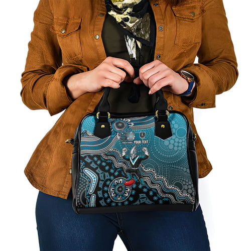 Personalized Port Adelaide Power Mascot Shoulder Handbag Aboriginal Dot Art Style Vibrant Indigenous Pattern Design