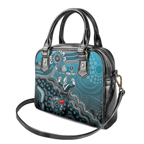 Personalized Port Adelaide Power Mascot Shoulder Handbag Aboriginal Dot Art Style Vibrant Indigenous Pattern Design