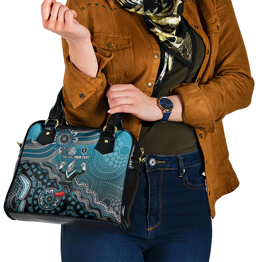 Personalized Port Adelaide Power Mascot Shoulder Handbag Aboriginal Dot Art Style Vibrant Indigenous Pattern Design