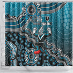 Personalized Port Adelaide Power Mascot Shower Curtain Aboriginal Dot Art Style Vibrant Indigenous Pattern Design