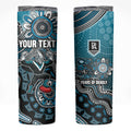 Personalized Port Adelaide Power Mascot Skinny Tumbler Aboriginal Dot Art Style Vibrant Indigenous Pattern Design
