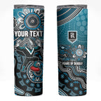 Personalized Port Adelaide Power Mascot Skinny Tumbler Aboriginal Dot Art Style Vibrant Indigenous Pattern Design