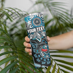 Personalized Port Adelaide Power Mascot Skinny Tumbler Aboriginal Dot Art Style Vibrant Indigenous Pattern Design