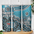 Personalized Port Adelaide Power Mascot Skinny Tumbler Aboriginal Dot Art Style Vibrant Indigenous Pattern Design