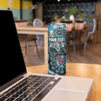 Personalized Port Adelaide Power Mascot Skinny Tumbler Aboriginal Dot Art Style Vibrant Indigenous Pattern Design