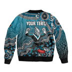 Personalized Port Adelaide Power Mascot Sleeve Zip Bomber Jacket Aboriginal Dot Art Style Vibrant Indigenous Pattern Design