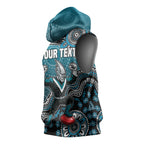 Personalized Port Adelaide Power Mascot Sleeveless Hoodie Aboriginal Dot Art Style Vibrant Indigenous Pattern Design