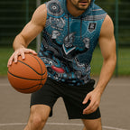 Personalized Port Adelaide Power Mascot Sleeveless Hoodie Aboriginal Dot Art Style Vibrant Indigenous Pattern Design
