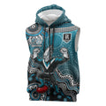 Personalized Port Adelaide Power Mascot Sleeveless Zip Hoodie Aboriginal Dot Art Style Vibrant Indigenous Pattern Design