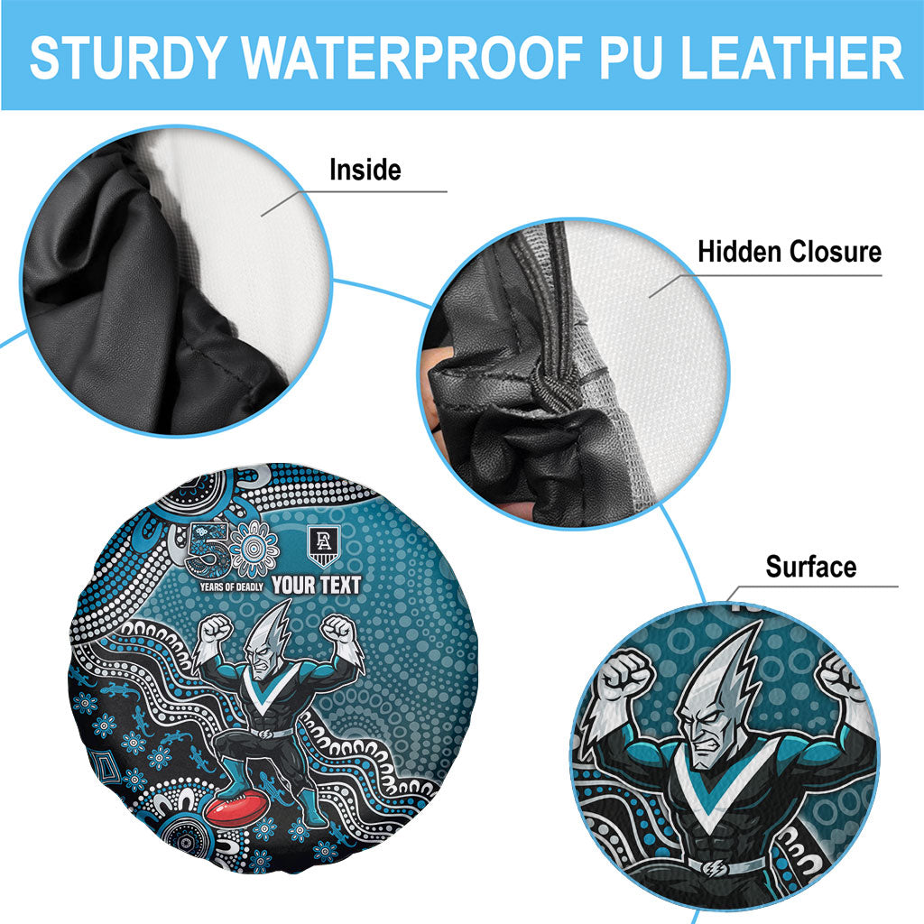 Personalized Port Adelaide Power Mascot Spare Tire Cover Aboriginal Dot Art Style Vibrant Indigenous Pattern Design