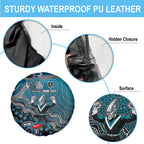 Personalized Port Adelaide Power Mascot Spare Tire Cover Aboriginal Dot Art Style Vibrant Indigenous Pattern Design