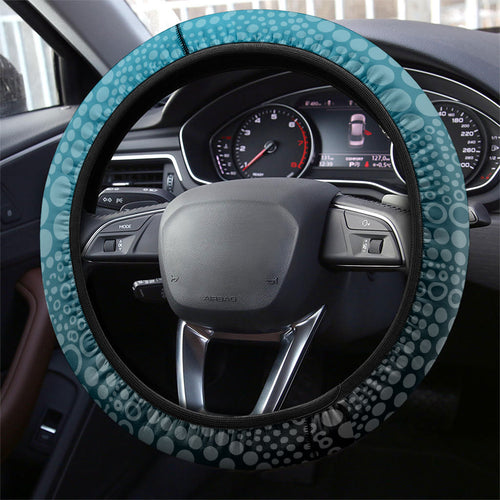 Port Adelaide Power Mascot Steering Wheel Cover Aboriginal Dot Art Style Vibrant Indigenous Pattern Design