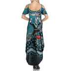 Personalized Port Adelaide Power Mascot Summer Maxi Dress Aboriginal Dot Art Style Vibrant Indigenous Pattern Design