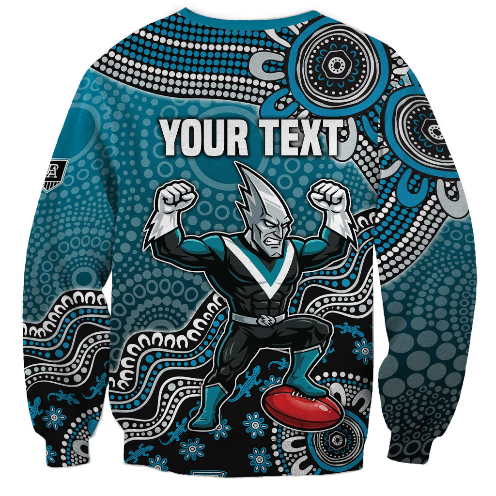 Personalized Port Adelaide Power Mascot Sweatshirt Aboriginal Dot Art Style Vibrant Indigenous Pattern Design
