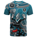 Personalized Port Adelaide Power Mascot T Shirt Aboriginal Dot Art Style Vibrant Indigenous Pattern Design