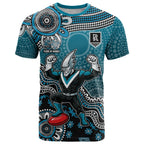 Personalized Port Adelaide Power Mascot T Shirt Aboriginal Dot Art Style Vibrant Indigenous Pattern Design