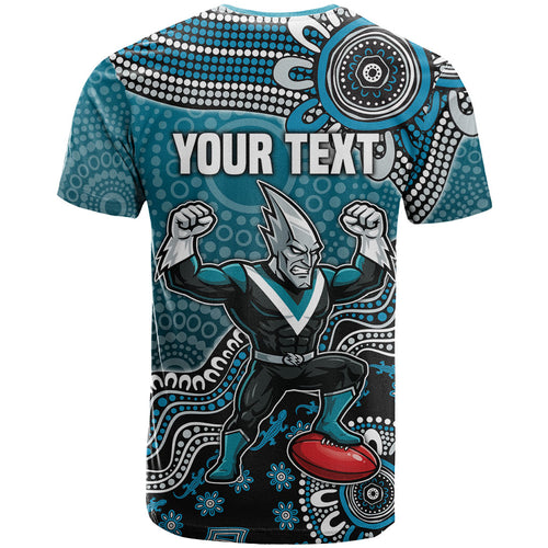 Personalized Port Adelaide Power Mascot T Shirt Aboriginal Dot Art Style Vibrant Indigenous Pattern Design