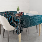 Personalized Port Adelaide Power Mascot Tablecloth Aboriginal Dot Art Style Vibrant Indigenous Pattern Design