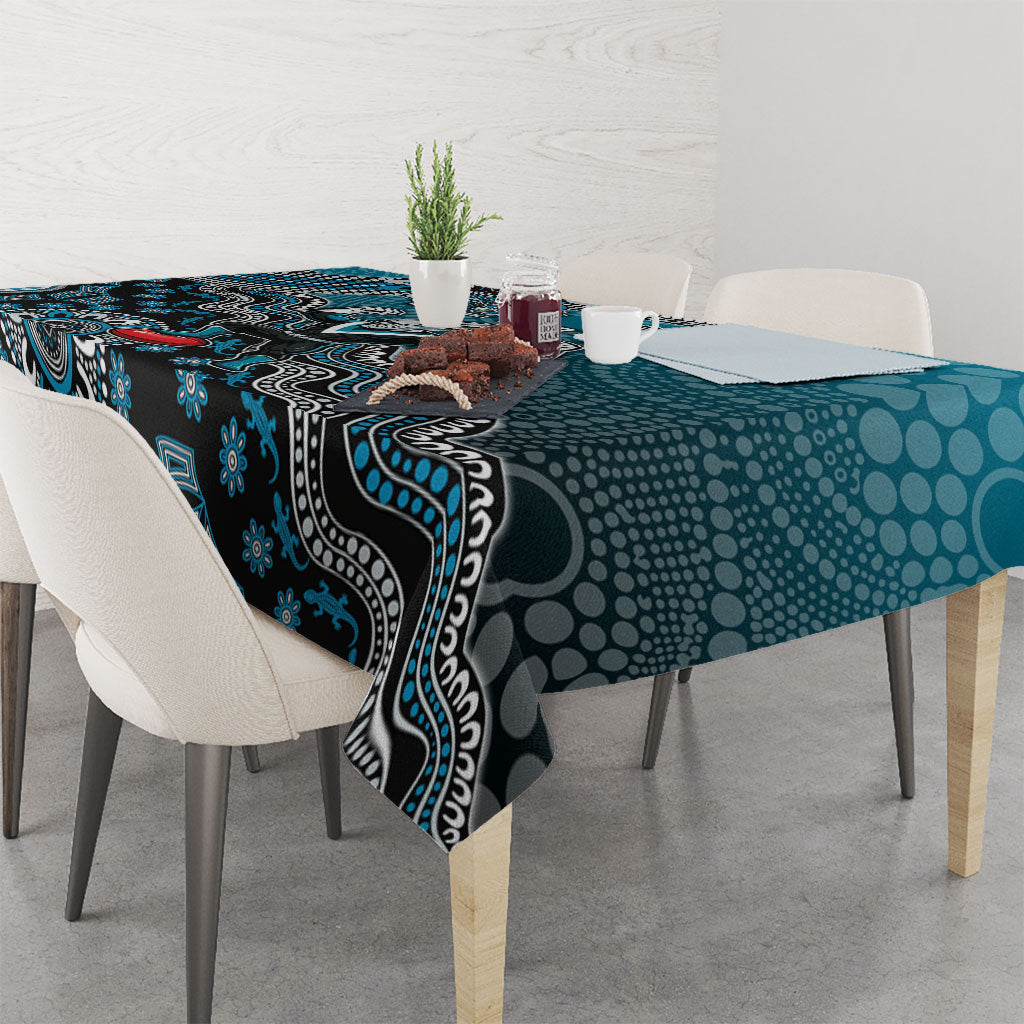 Personalized Port Adelaide Power Mascot Tablecloth Aboriginal Dot Art Style Vibrant Indigenous Pattern Design