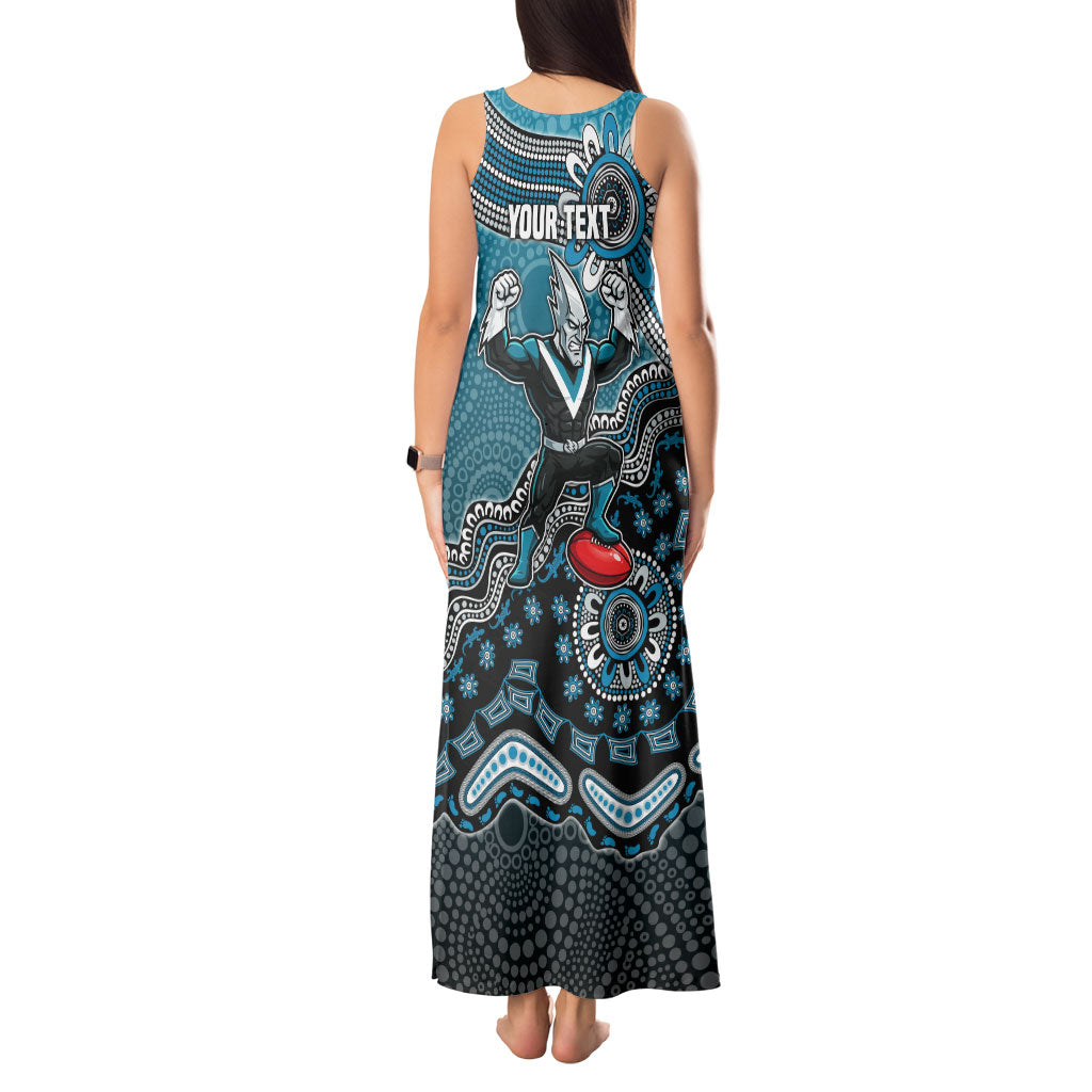Personalized Port Adelaide Power Mascot Tank Maxi Dress Aboriginal Dot Art Style Vibrant Indigenous Pattern Design