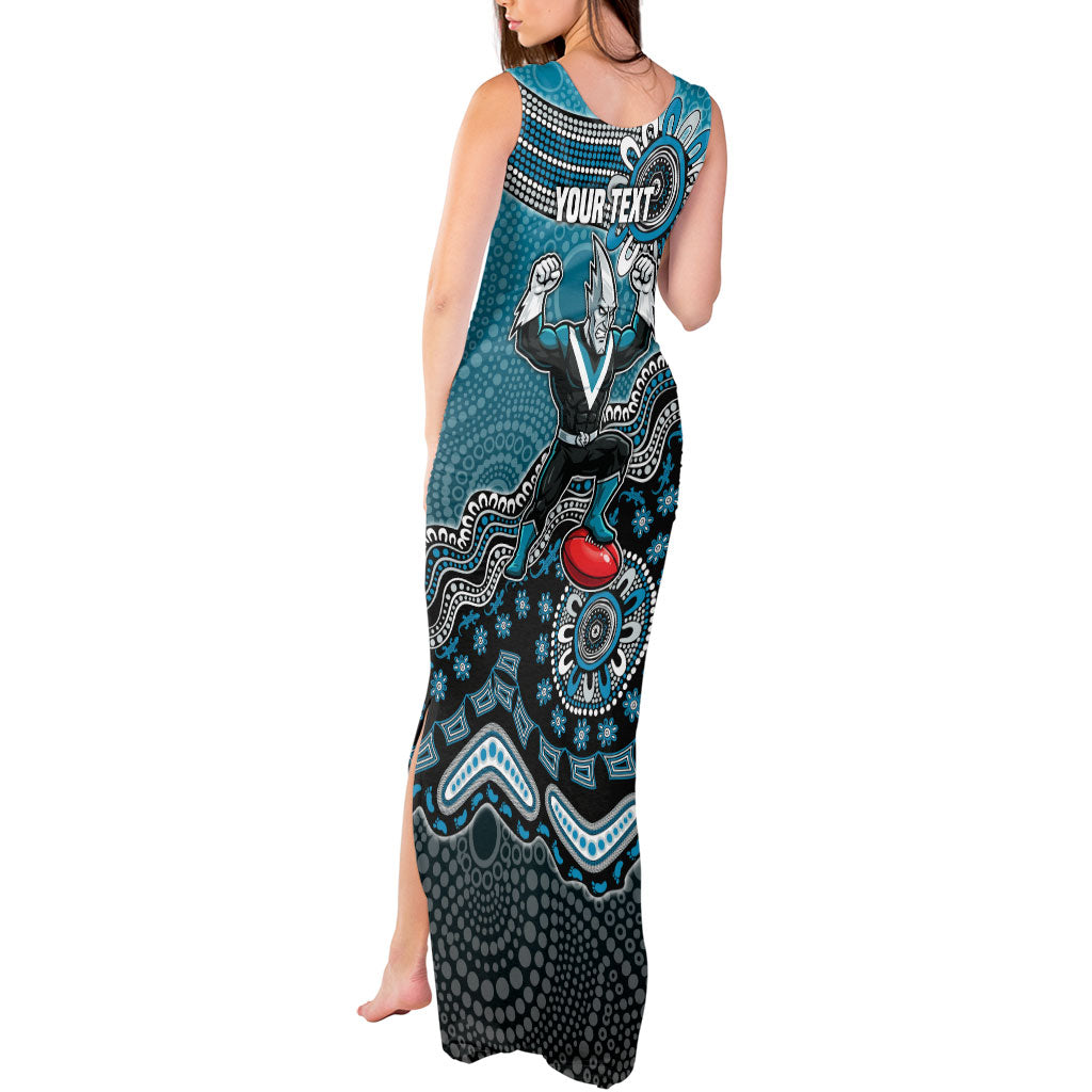 Personalized Port Adelaide Power Mascot Tank Maxi Dress Aboriginal Dot Art Style Vibrant Indigenous Pattern Design