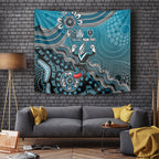 Personalized Port Adelaide Power Mascot Tapestry Aboriginal Dot Art Style Vibrant Indigenous Pattern Design