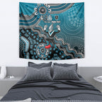 Personalized Port Adelaide Power Mascot Tapestry Aboriginal Dot Art Style Vibrant Indigenous Pattern Design