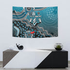 Personalized Port Adelaide Power Mascot Tapestry Aboriginal Dot Art Style Vibrant Indigenous Pattern Design