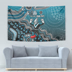 Personalized Port Adelaide Power Mascot Tapestry Aboriginal Dot Art Style Vibrant Indigenous Pattern Design