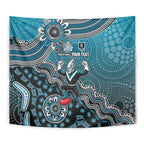 Personalized Port Adelaide Power Mascot Tapestry Aboriginal Dot Art Style Vibrant Indigenous Pattern Design