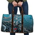 Personalized Port Adelaide Power Mascot Travel Bag Aboriginal Dot Art Style Vibrant Indigenous Pattern Design