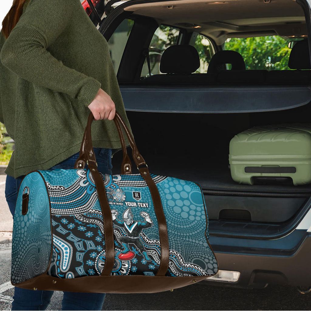 Personalized Port Adelaide Power Mascot Travel Bag Aboriginal Dot Art Style Vibrant Indigenous Pattern Design