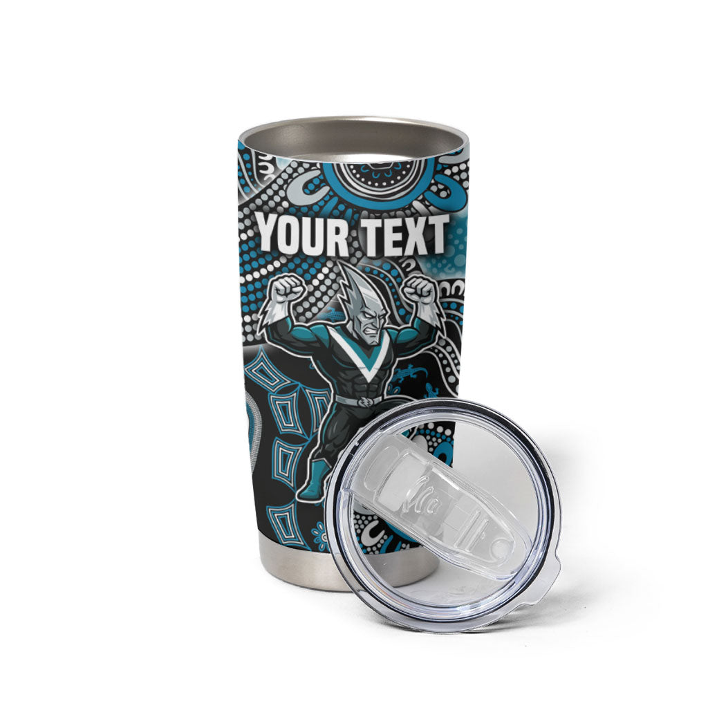 Personalized Port Adelaide Power Mascot Tumbler Cup Aboriginal Dot Art Style Vibrant Indigenous Pattern Design