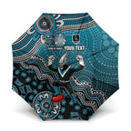 Personalized Port Adelaide Power Mascot Umbrella Aboriginal Dot Art Style Vibrant Indigenous Pattern Design