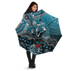 Personalized Port Adelaide Power Mascot Umbrella Aboriginal Dot Art Style Vibrant Indigenous Pattern Design
