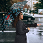 Personalized Port Adelaide Power Mascot Umbrella Aboriginal Dot Art Style Vibrant Indigenous Pattern Design