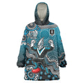 Personalized Port Adelaide Power Mascot Wearable Blanket Hoodie Aboriginal Dot Art Style Vibrant Indigenous Pattern Design